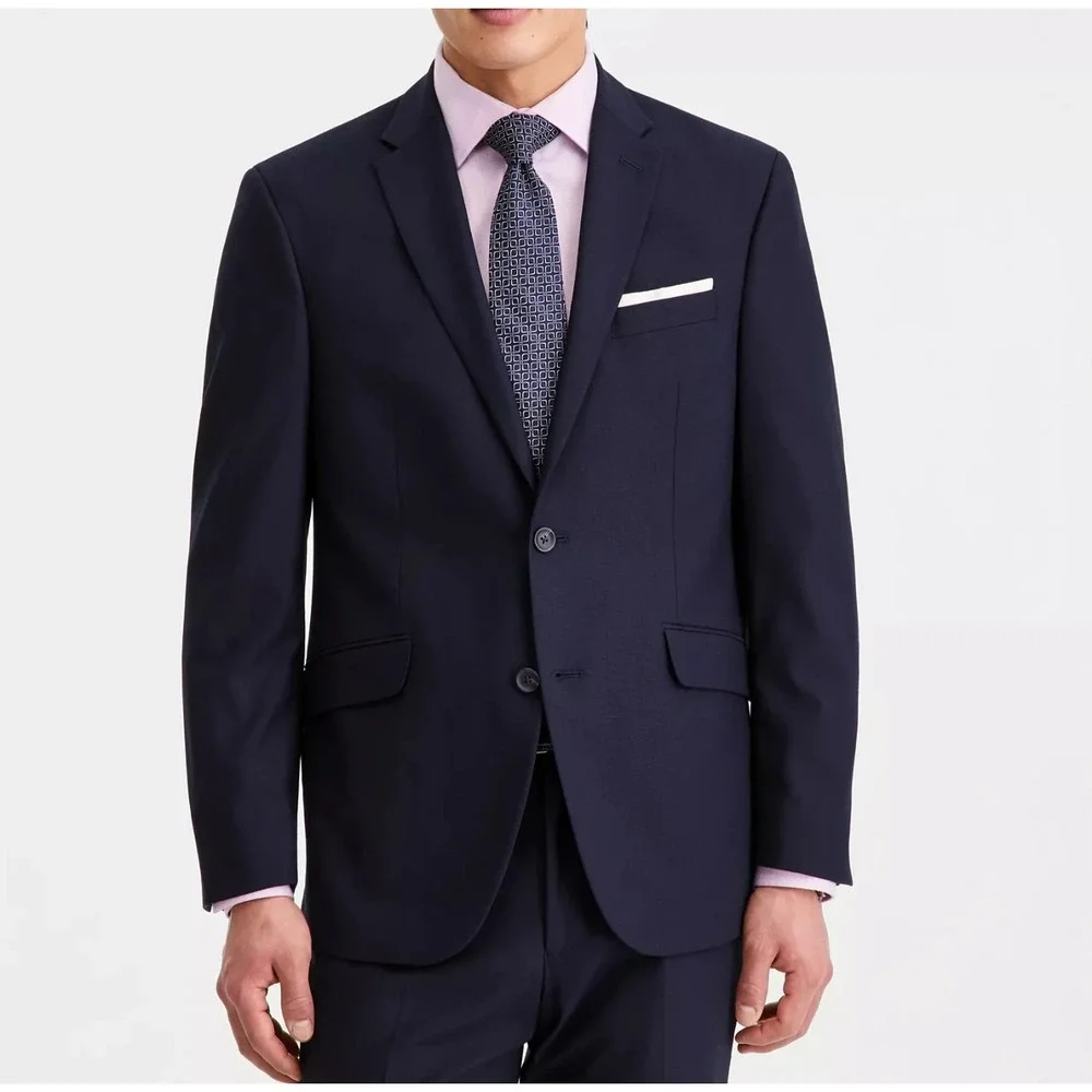 Kenneth Cole Reaction Men 2-pc Techni-Cole Suit Navy Jacket 46R Pant 37W 32L